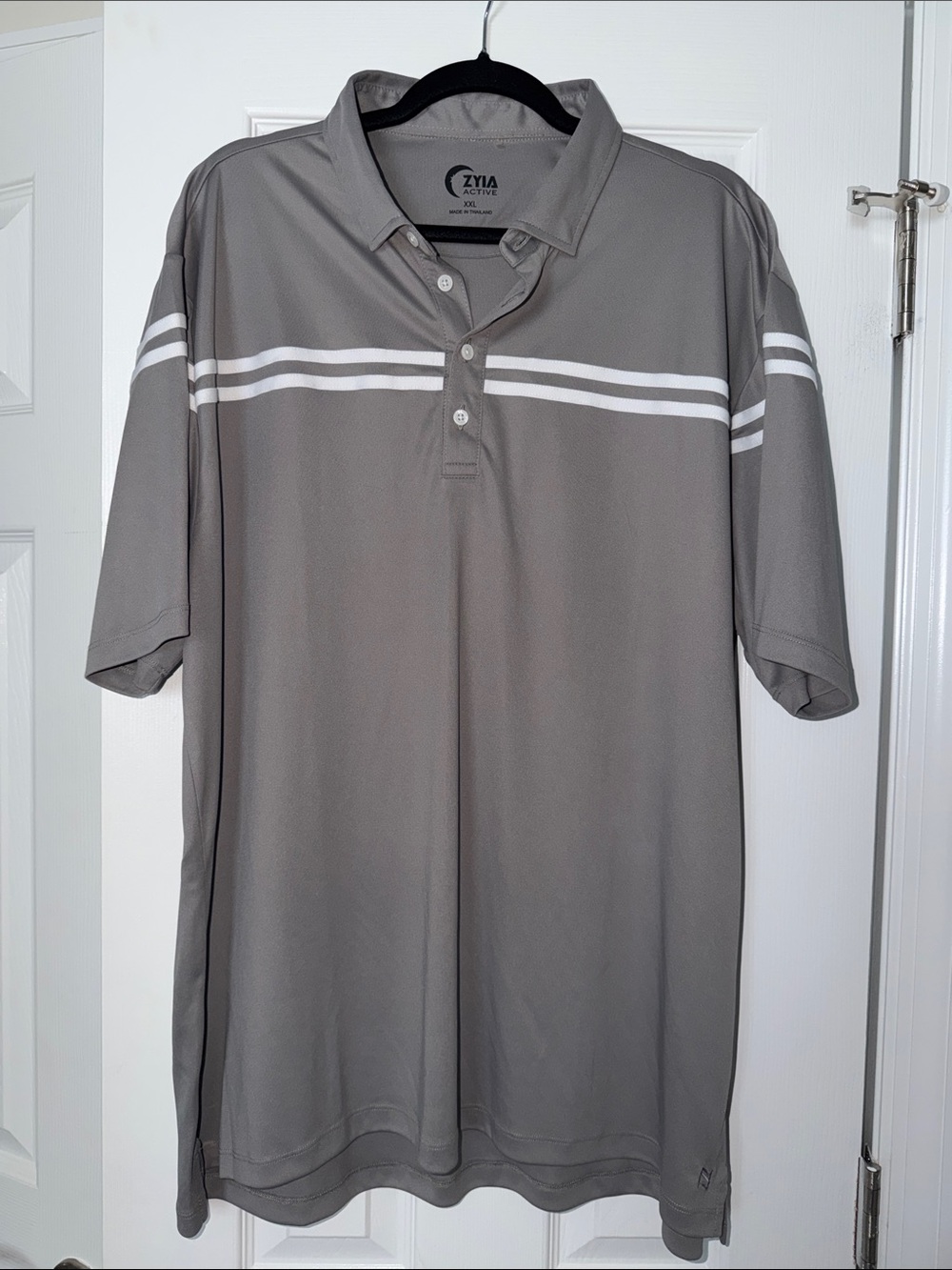 ZYIA Gray Polo with White Chest Stripes